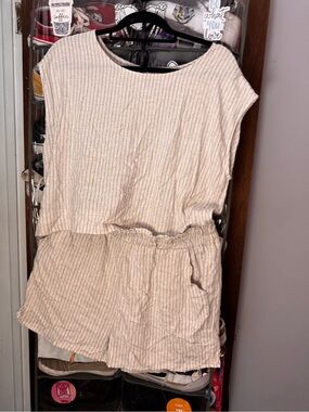 Hunter Brown Lightweight Cream Striped Romper